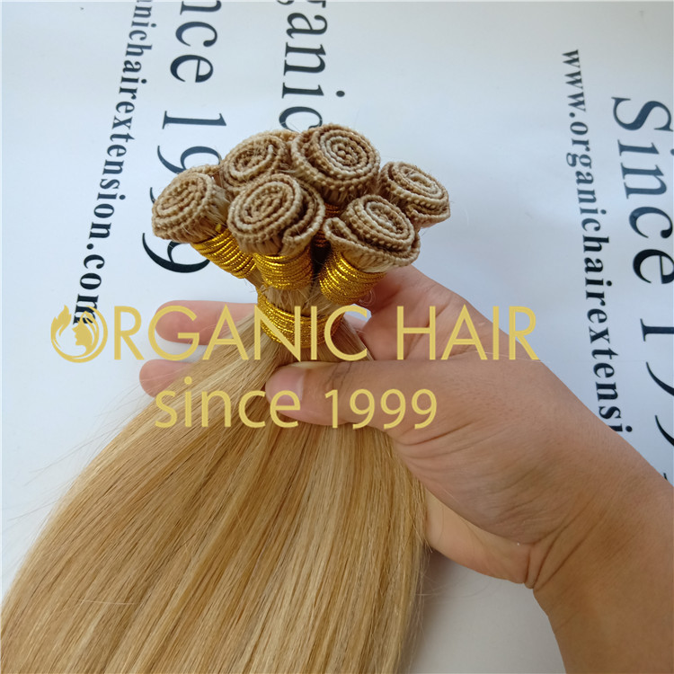 Pretty P18blond color virgin cuticle hand tied weft A71